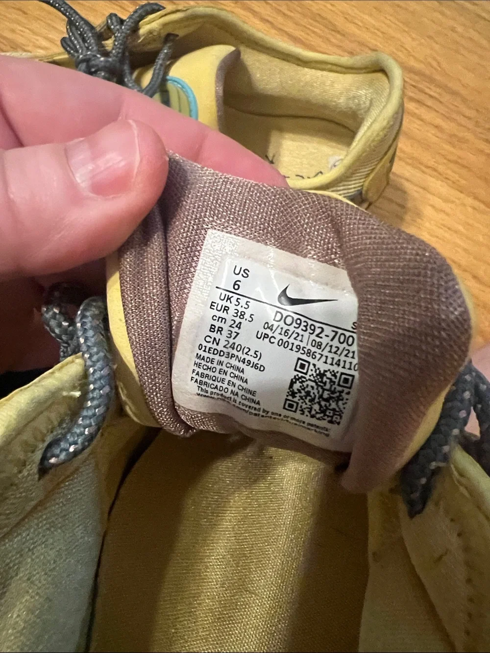 Travis Scott Yellow and Navy Mixed-Material Athletic Sneakers